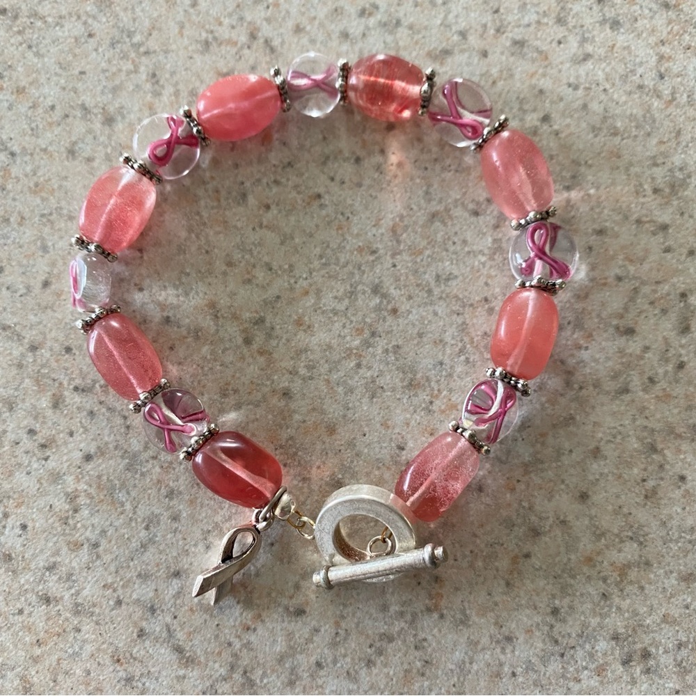 Breast Cancer Awareness Beaded Bracelet